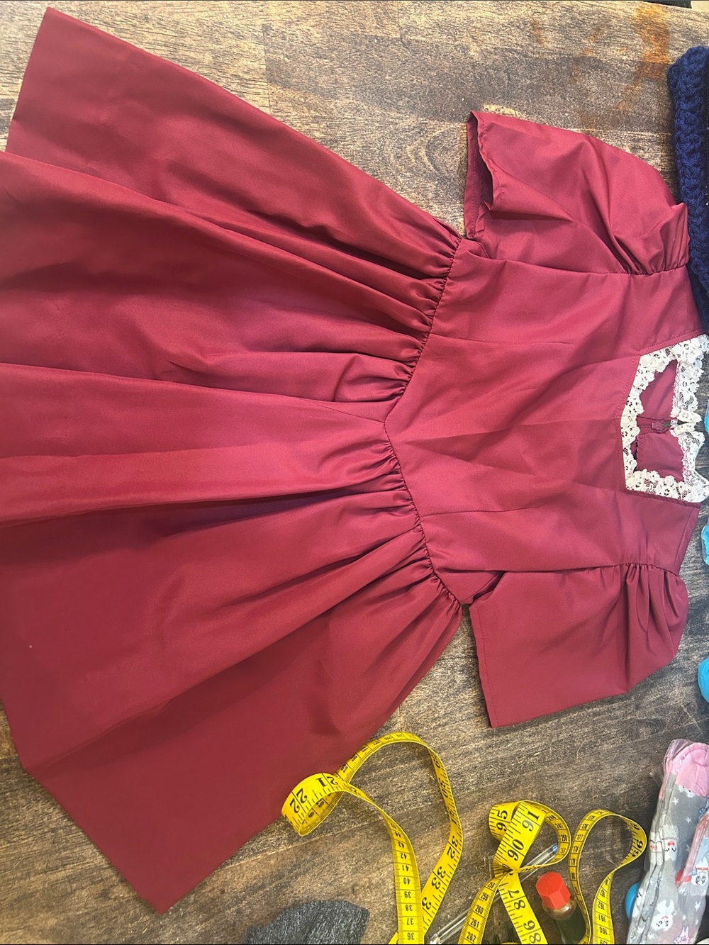 Classic Girls' Burgundy Lace-Back Party Dress